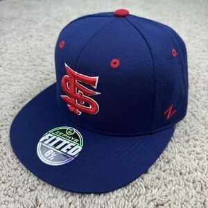 Fresno State Bulldogs Hat Zephyr Fitted 6 3/4 Blue Red Stacked 3D Logo‎ Cap NWT